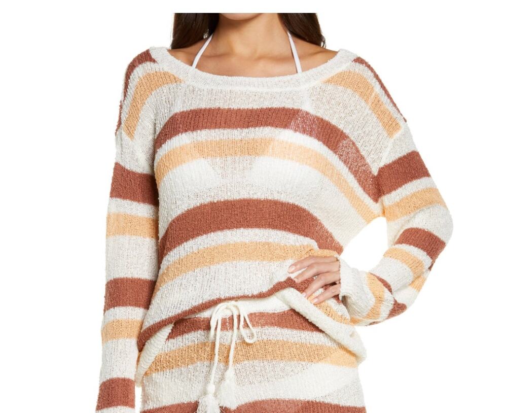 L*SPACE | Oasis Open Weave Lightweight Striped Sweater | Size Medium